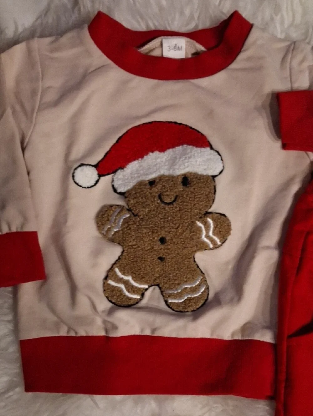 Source Unknown Red Cream Gingerbread Kids Pajama Set